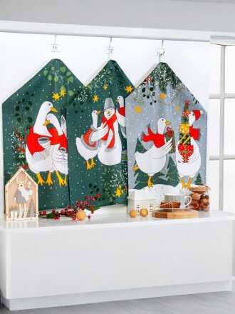 Набор полотенец кухонных 3 шт, 45х60 см, рогожка, 100% хлопок, 165 г/м2, АртДизайн, Почудим, Россия