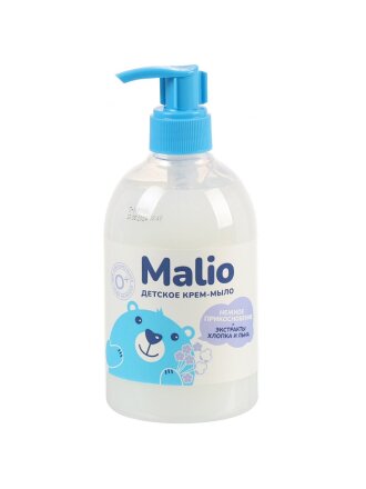 Крем-мыло детское Malio, Нежное прикосновение, экстракт хлопка и льна, 500 мл