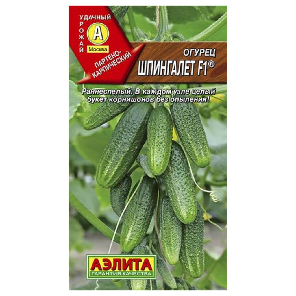 Семена Огурец, Шпингалет F1, 10 шт, цветная упаковка, Аэлита урожай на 6 сотках для разумно ленивых