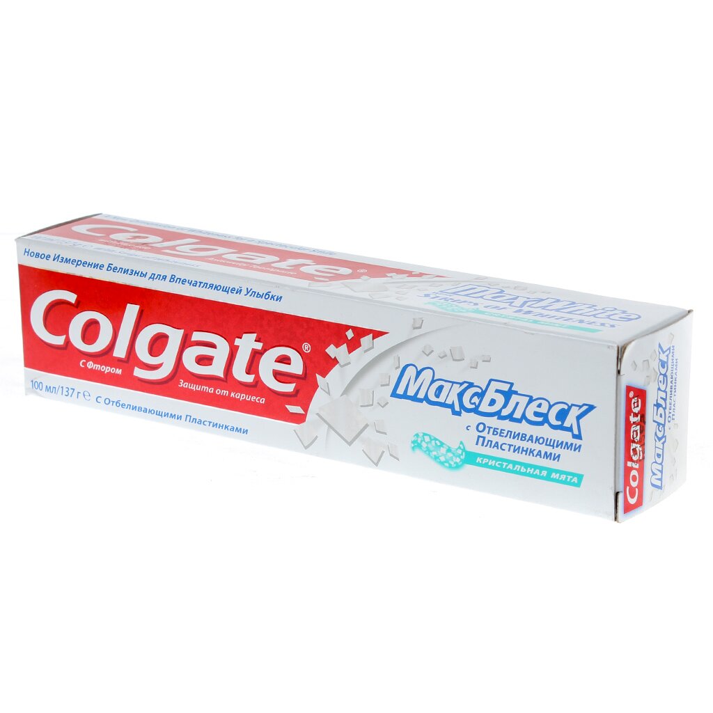 Зубная паста Colgate, МаксБлеск, 100 мл зубная паста colgate лечебные травы отбеливающая 100 мл