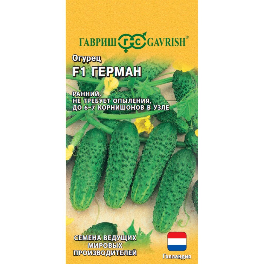 Семена Огурец, Герман F1, 0.3 г, 5 шт, цветная упаковка, Гавриш семена огурец герман f1 0 3 г 5 шт ная упаковка гавриш