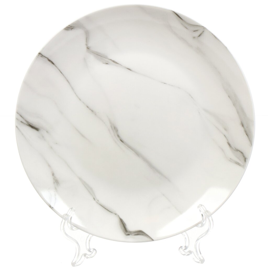Тарелка десертная, фарфор, 20 см, круглая, Bianco marble, Lefard, 87-263