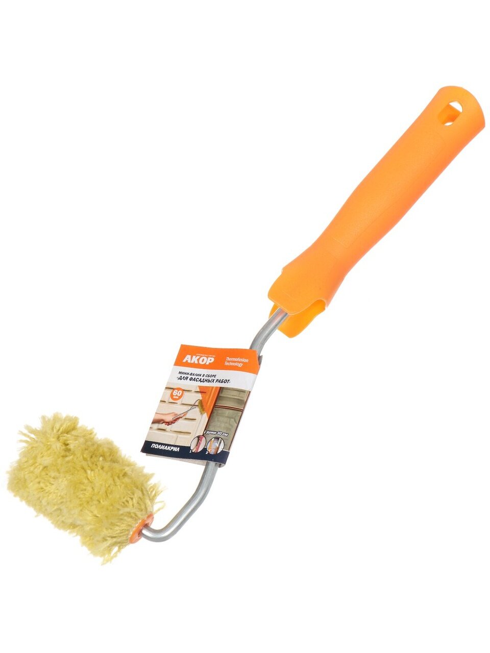 Валик малярный для фасадных работ, Акор, Мини, полиакрил, 60 мм, 30 мм, с бюгелем, 505 30 060