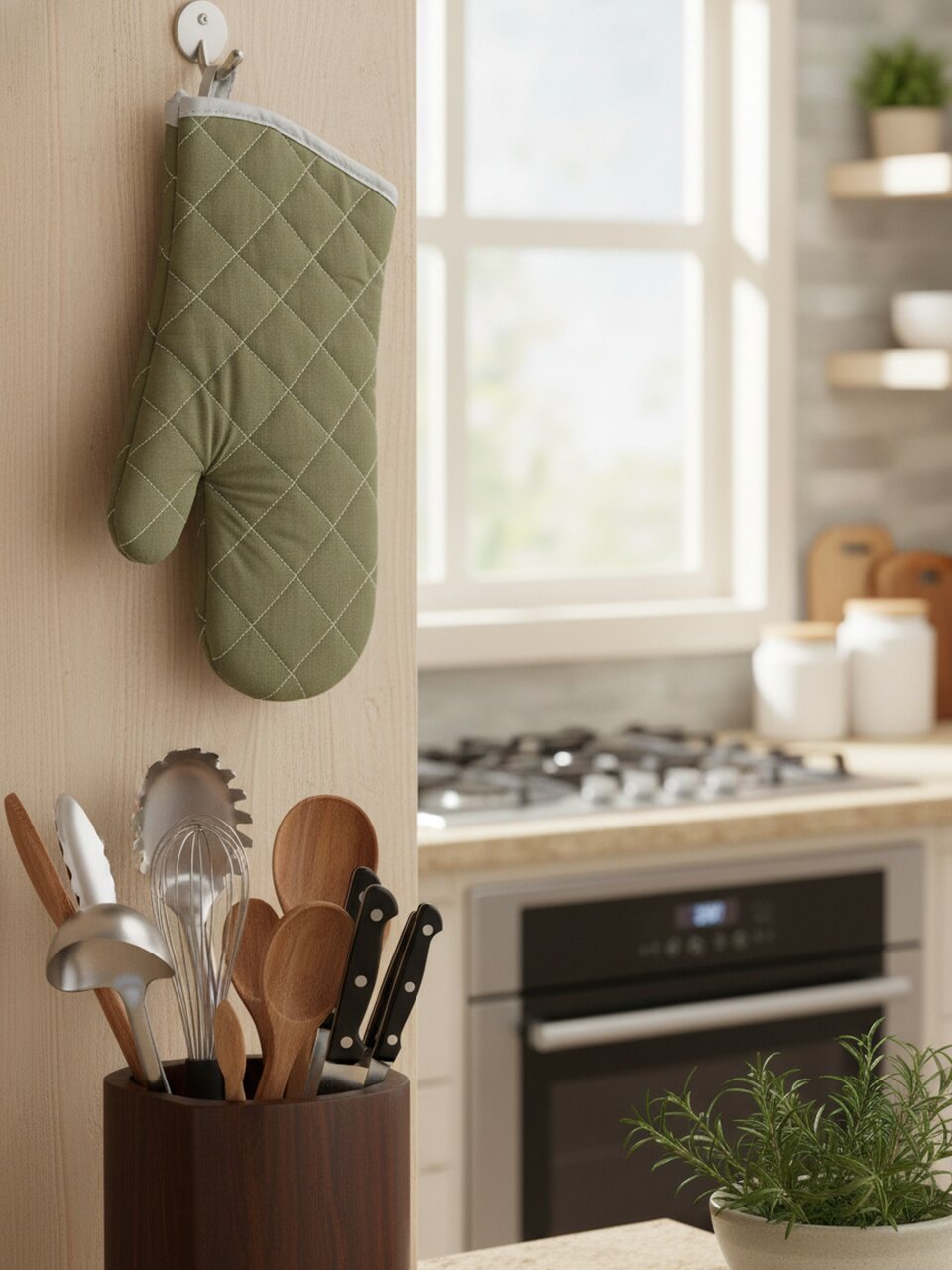 Прихватка-варежка 33х18.5 см, 100%пэ, зел, B180050