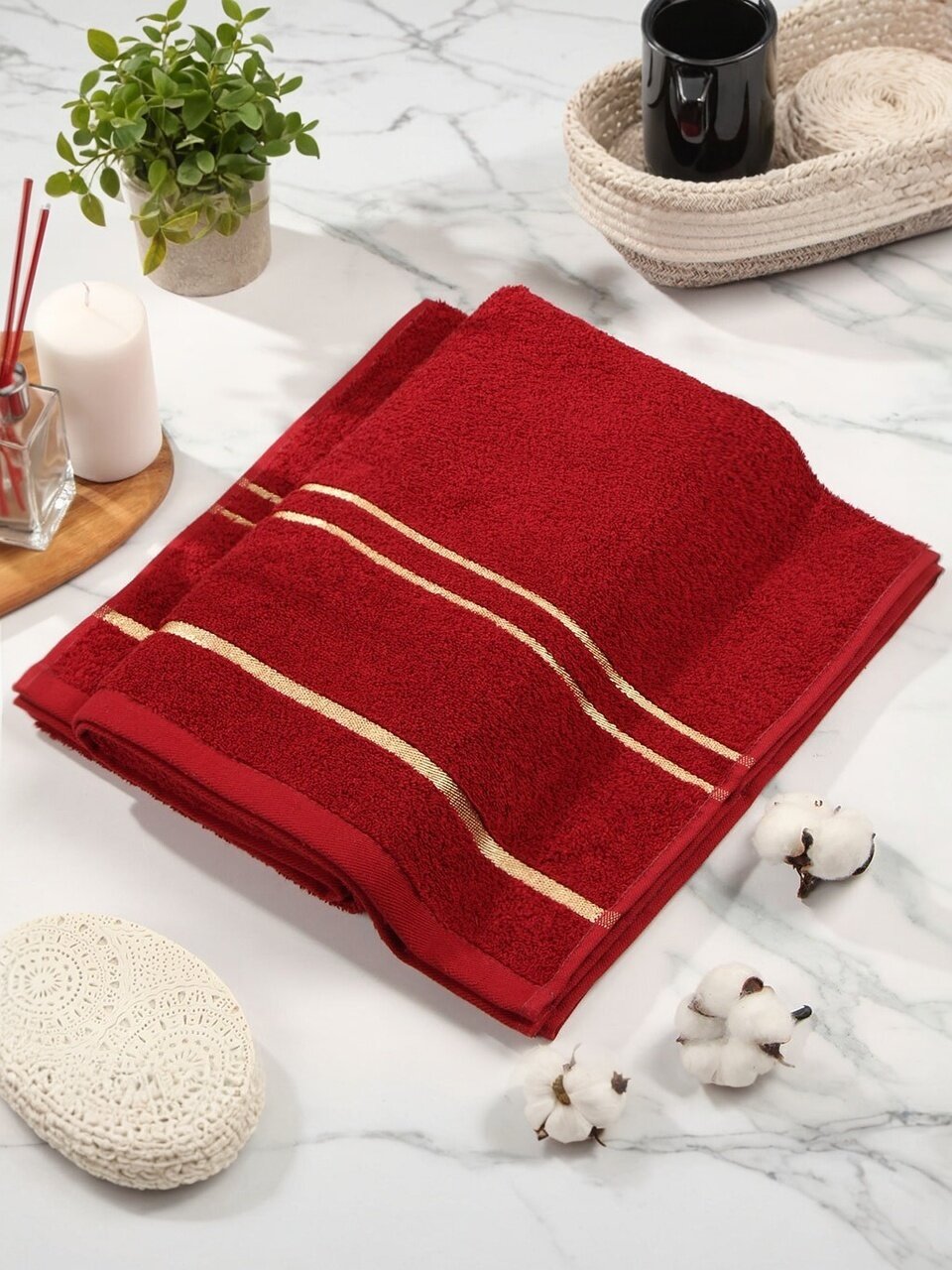 Полотенце банное 70х140 см, 100% хлопок, Азия, Silvano, бордо, Узбекистан