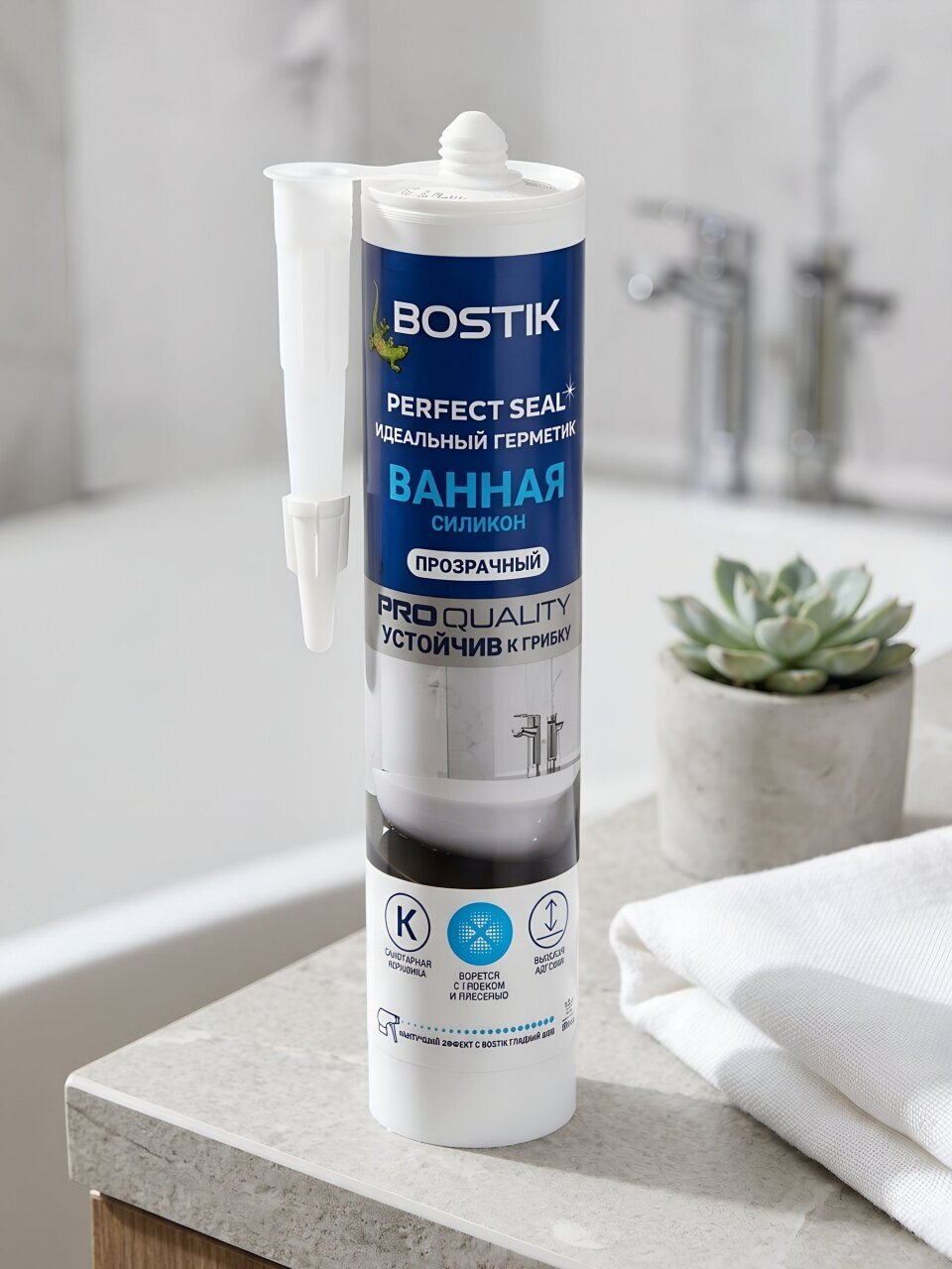 Герметик силиконовый, Bostik, Perfect Seal Ванная, BOK212793P, 280 мл, бесцветный