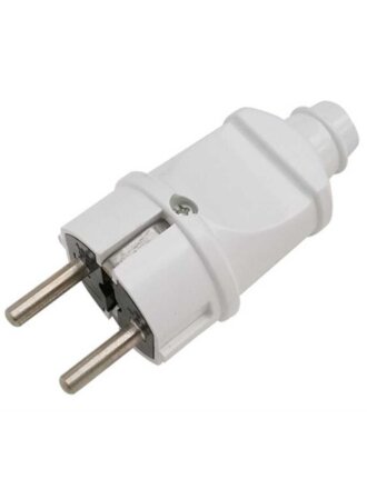 Вилка прямая, с заземлением, 16 А, IP20, 250 В, разборная, круглая, белая, General Lighting Systems, 470504