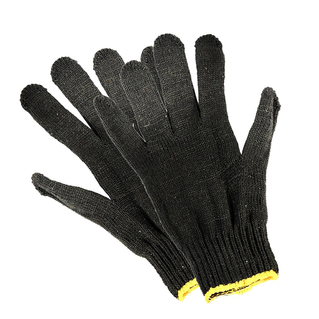 Перчатки х/б, без покрытия, универсальный размер, 7.5 класс вязки, 4 нити, черная основа туника женская relax размер 48 черная