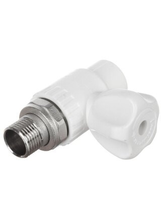 Кран для радиатора прямой, полипропилен, d20х1/2'', белый, RTP