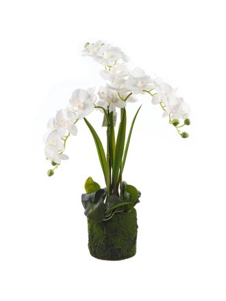 Цветок искусственный декоративный Орхидея в кашпо, 52 см, белый, Y4-7938