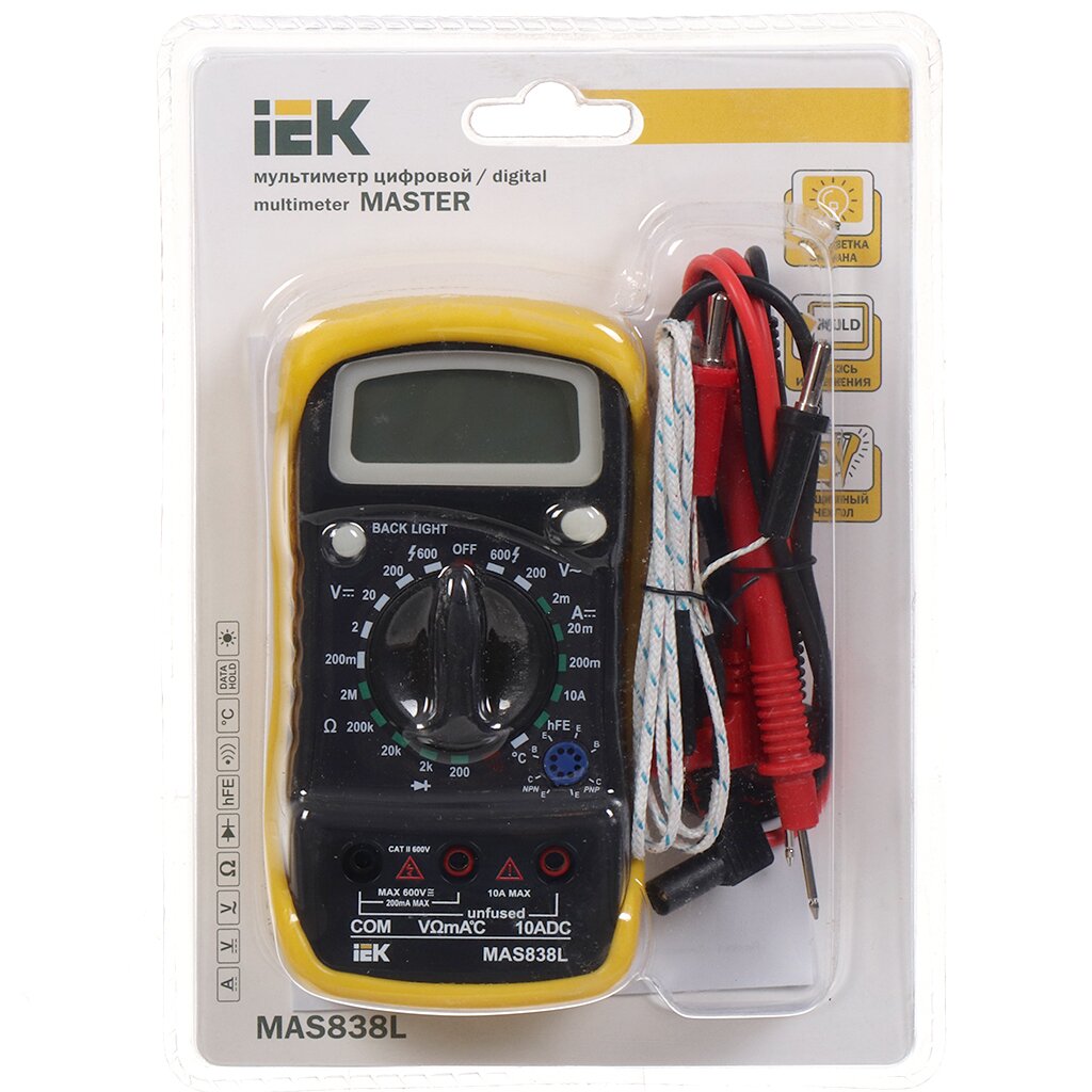 Купить Мультиметр цифровой IEK, Master, MAS838L, Китай
