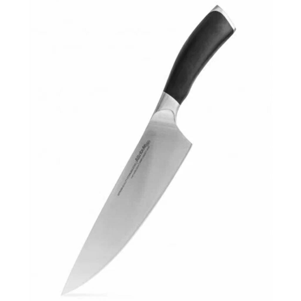 Нож кухонный Attribute, CHEF`S SELECT, поварской, нержавеющая сталь, 20 см, рукоятка пластик, APK010 шпатель фасадный нержавеющая сталь 450 мм прямой рукоятка двухкомпонентная bartex евро 615029