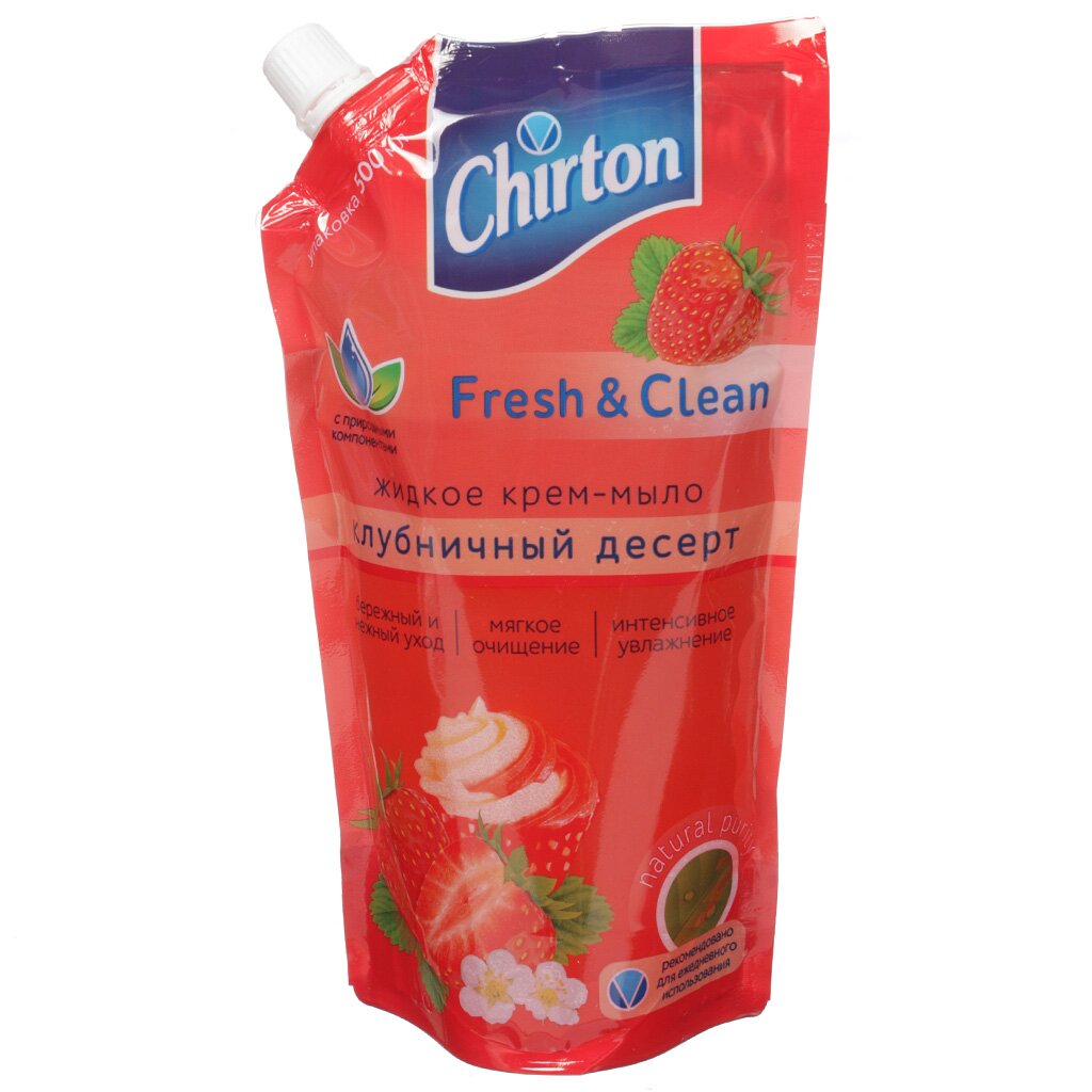 Крем-мыло жидкое Chirton, Клубничный десерт, 500 мл мыло жидкое freshweek нейтральное антибактериальное 300 мл