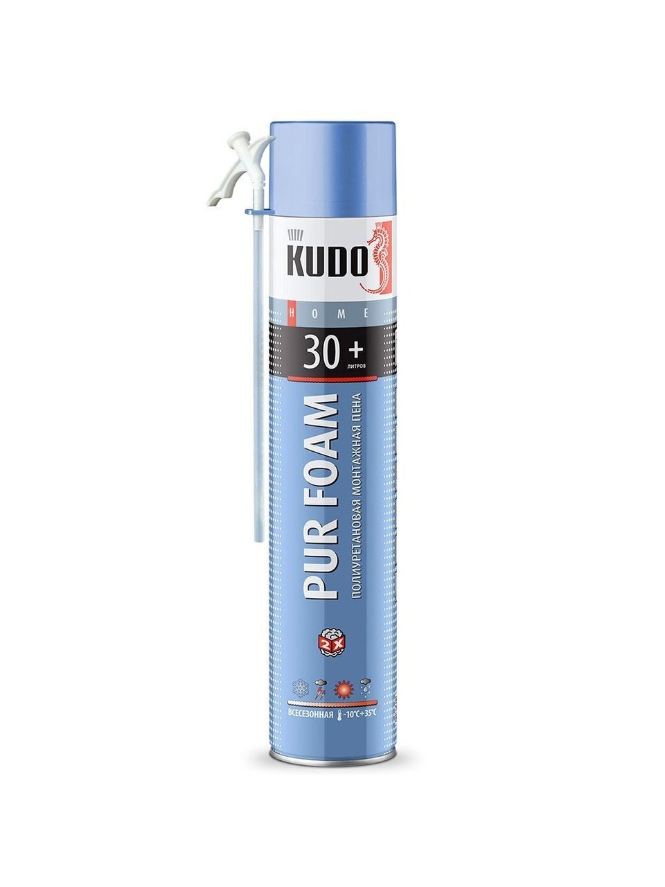 Пена монтажная KUDO, Home 30+, бытовая, 1 л, всесезонная, KUPH10U30+