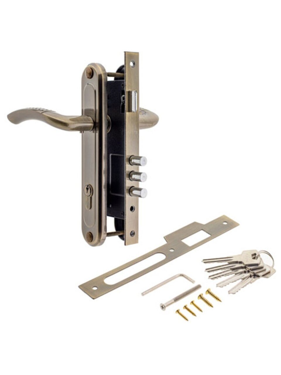 Замок врезной Avers, 2226/70-AB, 28092, ручка в комплекте, цилиндровый, бронза