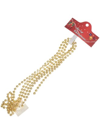 Бусы новогодние пластик, 0.8х200 см, круглые, золотые, Merry christmas, SY18ZL-06 G
