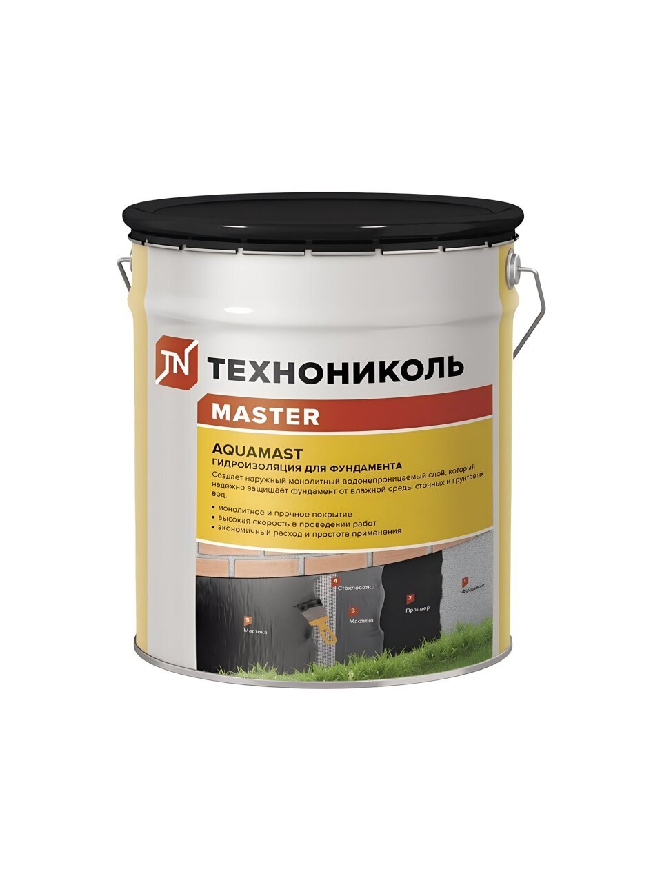 Мастика Технониколь, Aquamast, битумная, гидроизоляционная, 18 кг, 420915