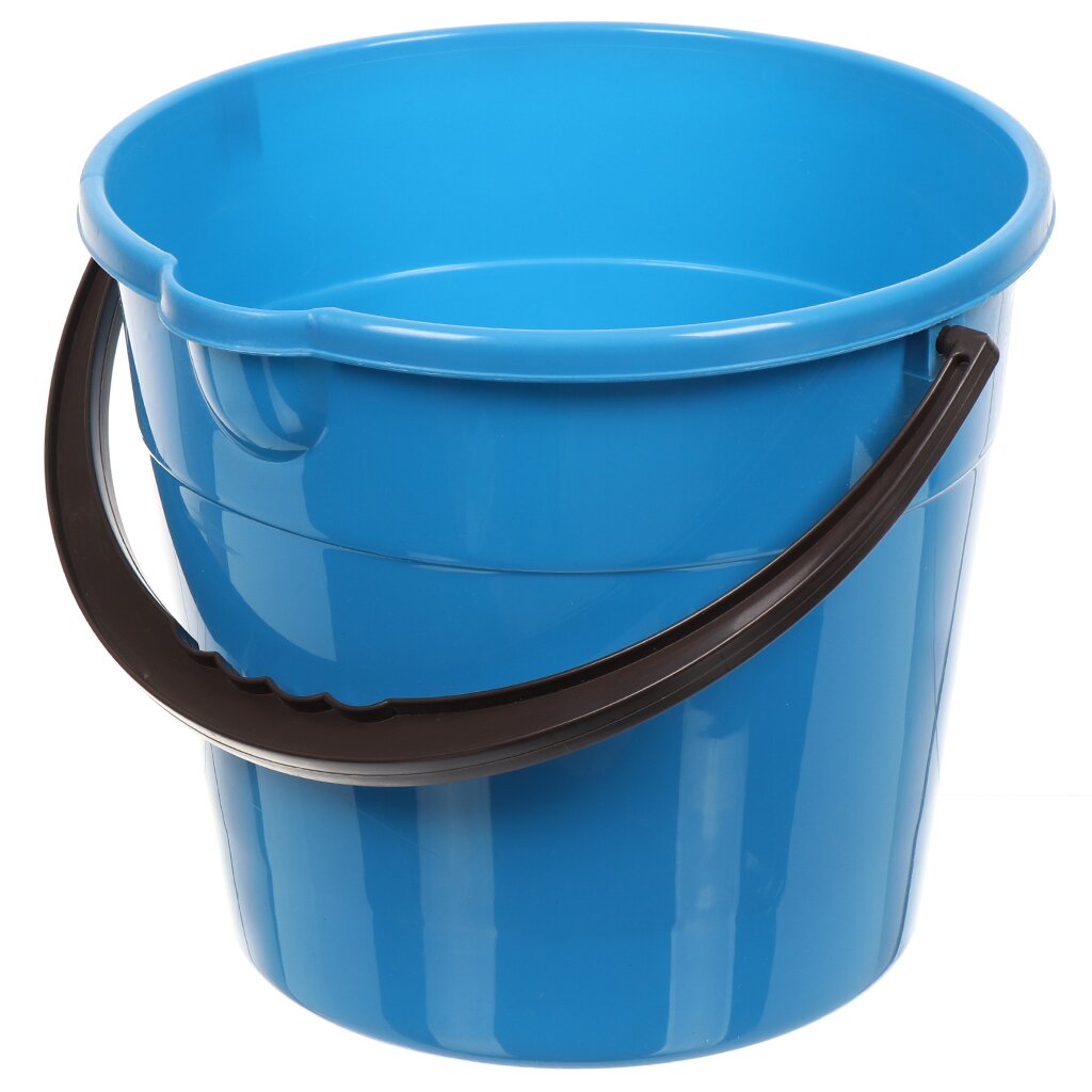 Ведро пластик, 10 л, голубое, хозяйственное, со сливом, Мультипласт, Классика, MPG8317 ерш для туалета мультипласт мт066 стандарт напольный пластик голубой