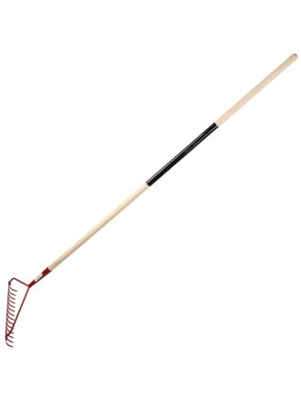 Грабли прямые, 14 зуб, сталь, с выносной тулейкой, садовые, черенок деревянный