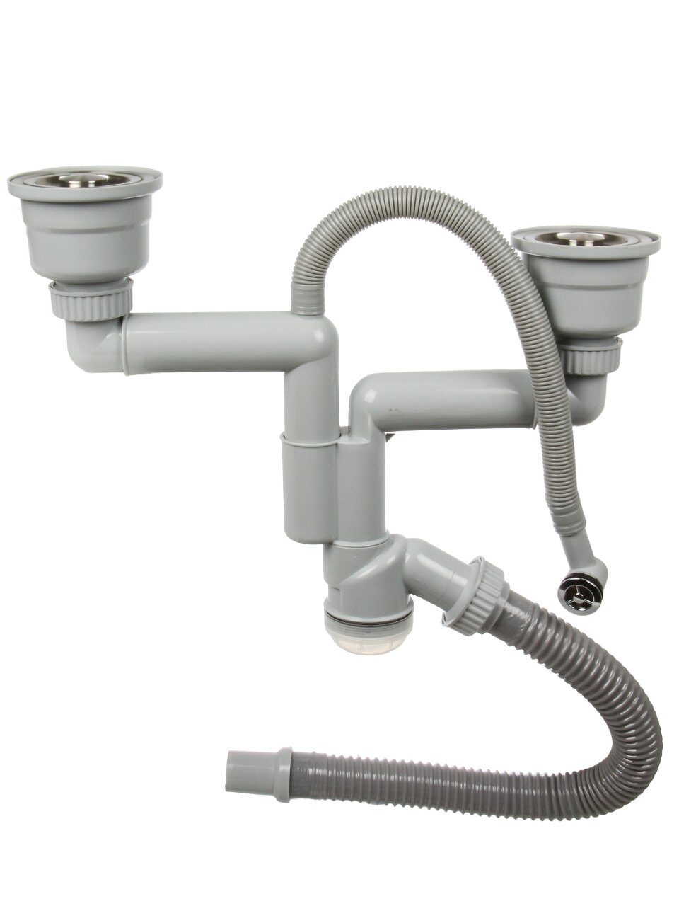 Сифон для мойки, 3&amp;quot; 1/2х40, пер универс, двойн с гофр, NORDFORM Orio, Д-11008У-2