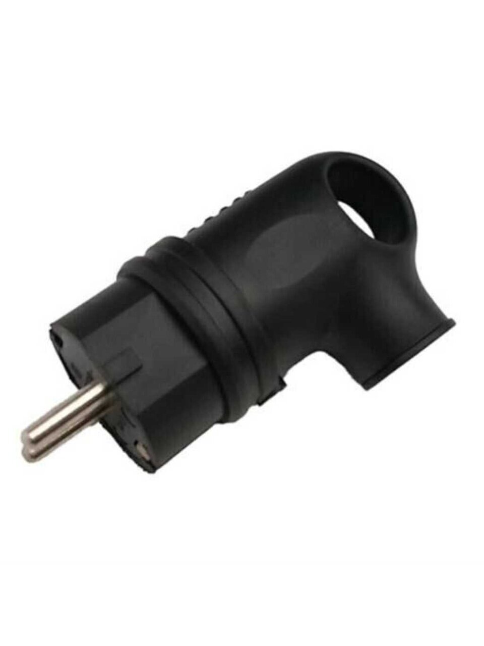 Вилка угловая, с заземлением, 16 А, IP44, 250 В, каучук, разборная, с ушком, черная, General Lighting Systems, 470519