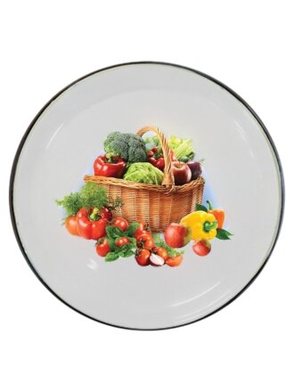 Тарелка обеденная, эмалированная сталь, 22 см, 0.5 л, круглая, Сентябрь, СтальЭмаль, 1с4с/К, белая