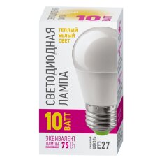 Лампа светодиодная E27, 10 Вт, 75 Вт, шар, 2700 К, свет теплый белый, Онлайт