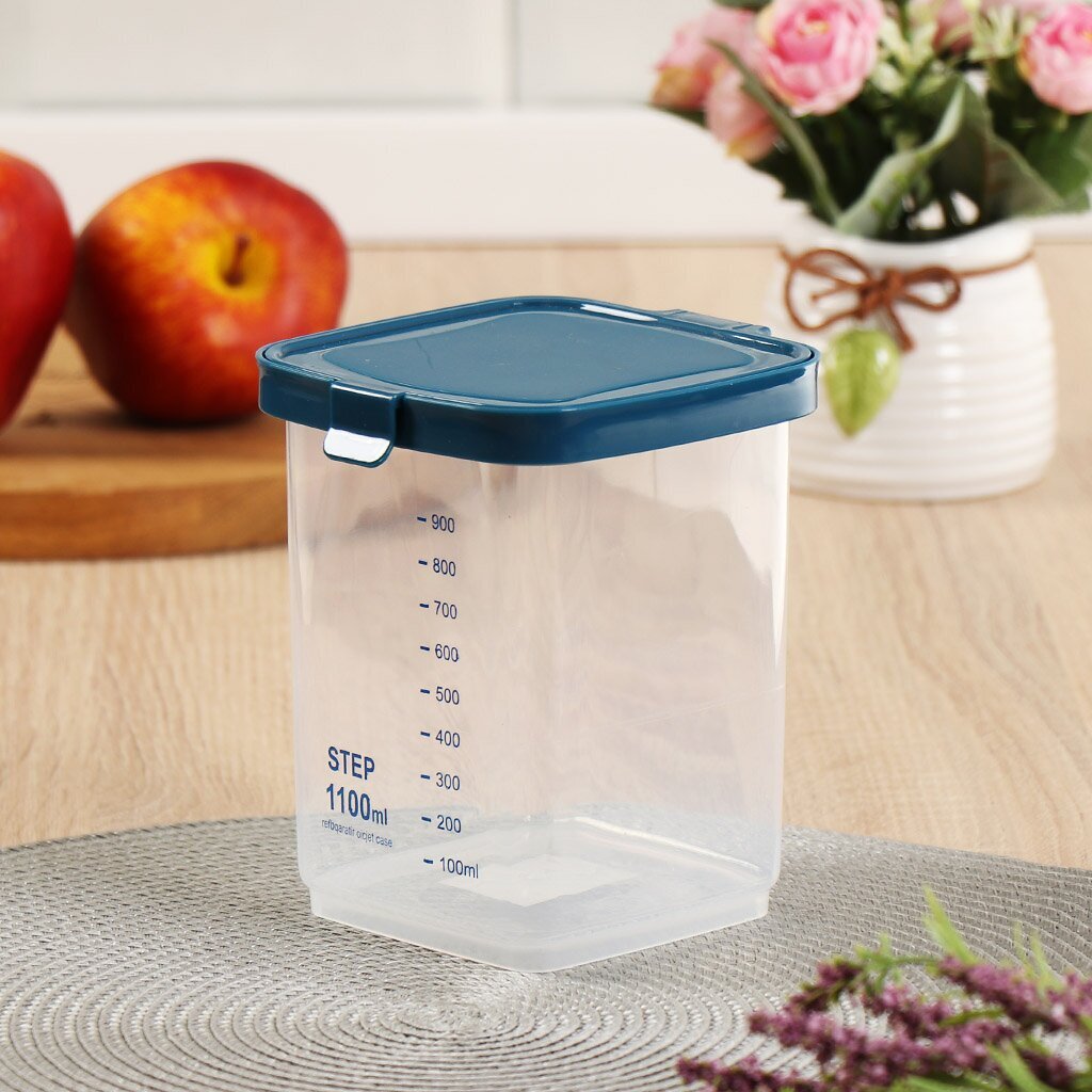 Банка для сыпучих продуктов, пластик, 1.1 л, с крышкой, H03