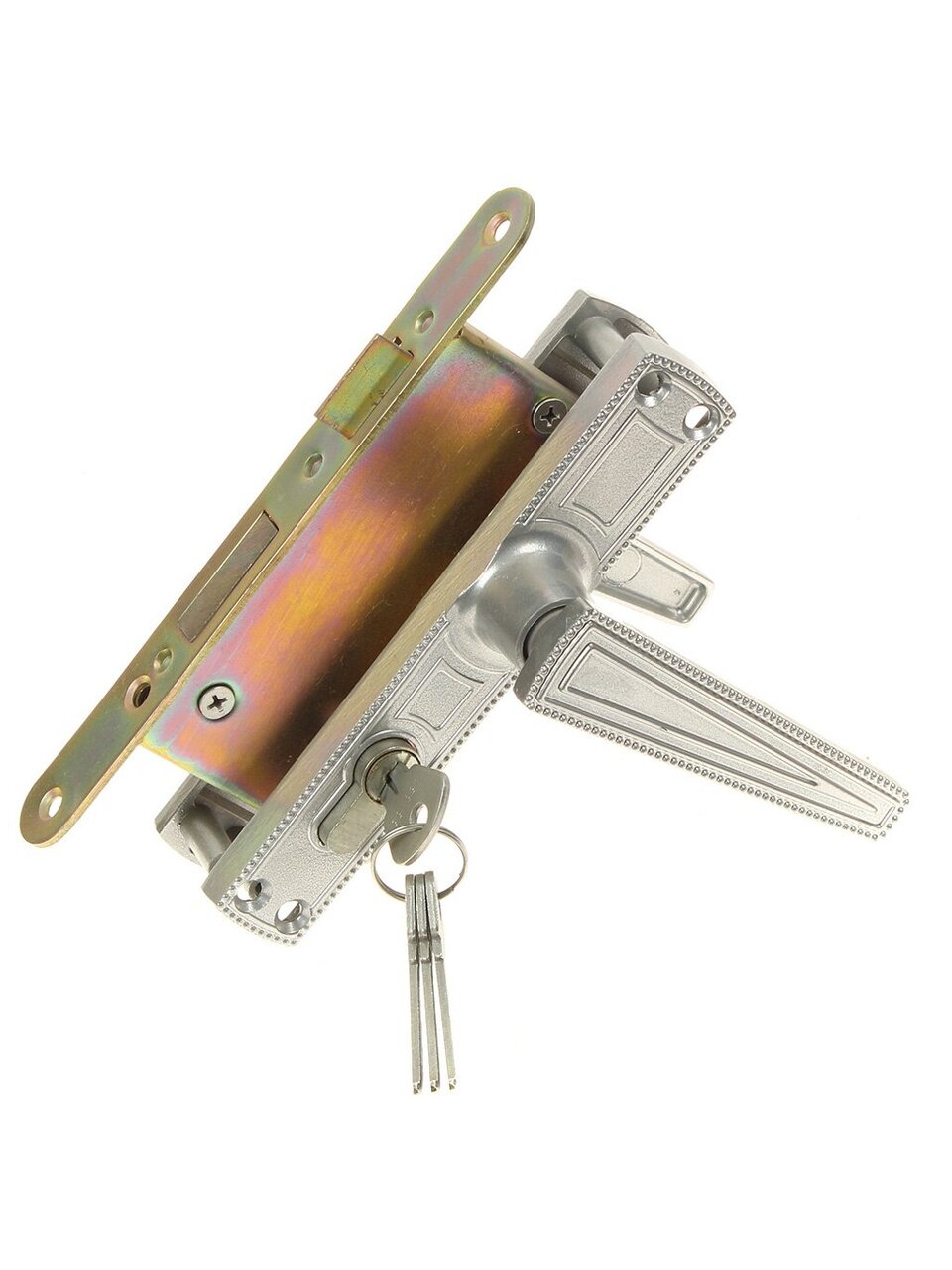 Замок врезной Зенит, ЗВ4-3.01, 00-00000446, ручка в комплекте, цилиндровый, бриллиант