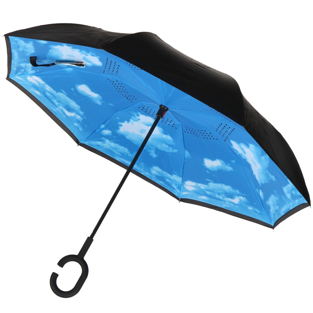 Зонт для женщин, автомат, трость, 8 спиц, 58 см, Облака, полиэстер, Y9-288 купол зонта стихи