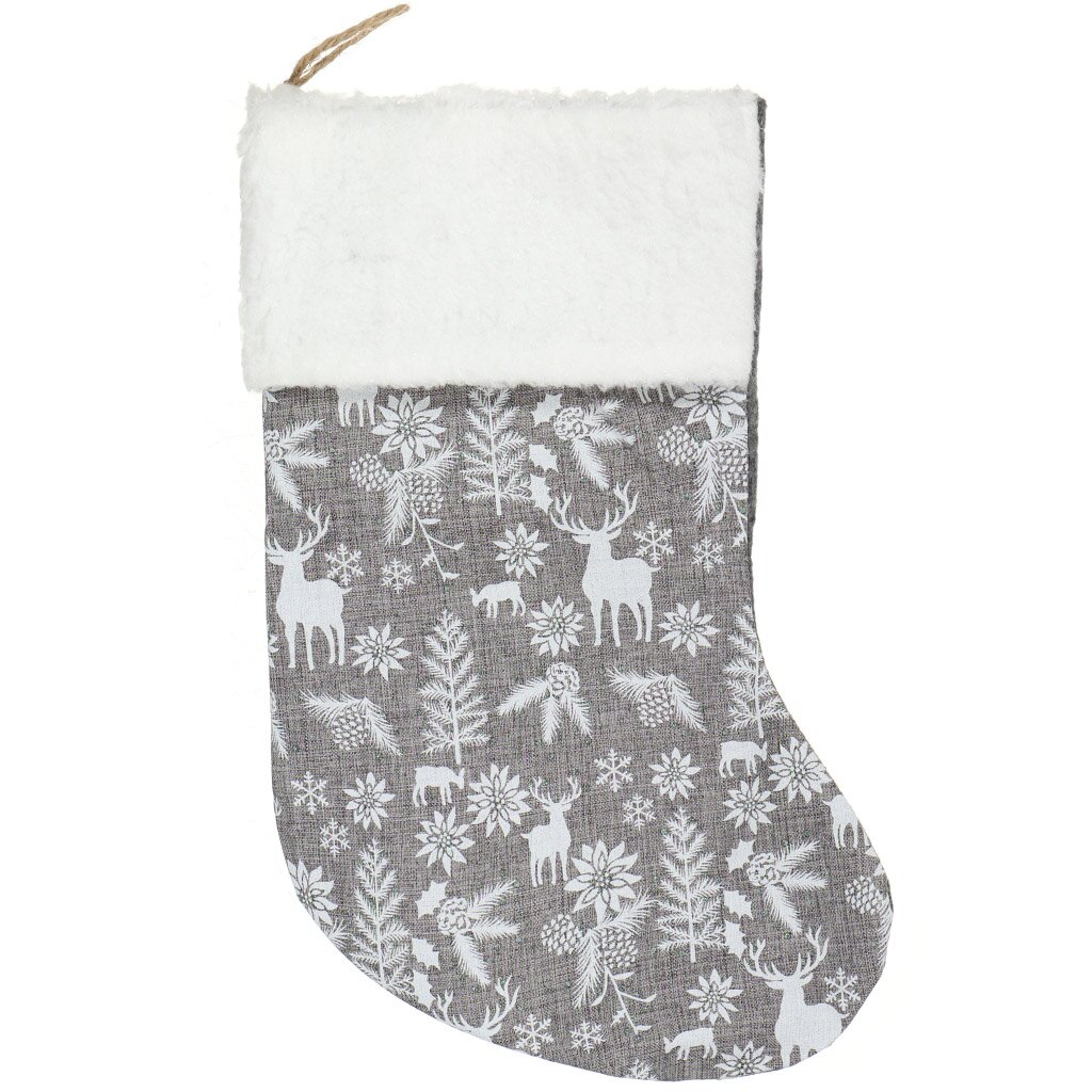 Носок новогодний 35.5х21.5 см, серый, SYWZB-082140 венок рождественский 40 см с шишками заснеженный syhha 0823076