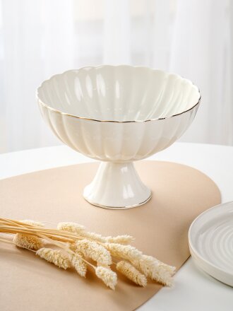 Ваза для фруктов, фарфор, на ножке, 14х20 см, Bonjart, 202409