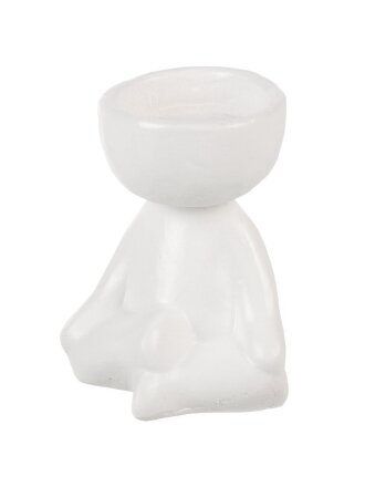 Фигурка-подсвечник гипс, Сидящий малыш, 7.1х7.1х8.3 см, под чайную свечу, белая, 1 005 570 001