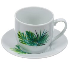Набор чайный керамика, 4 предмета, на 2 персоны, 200 мл, Зеленая ветвь, Y4-4316
