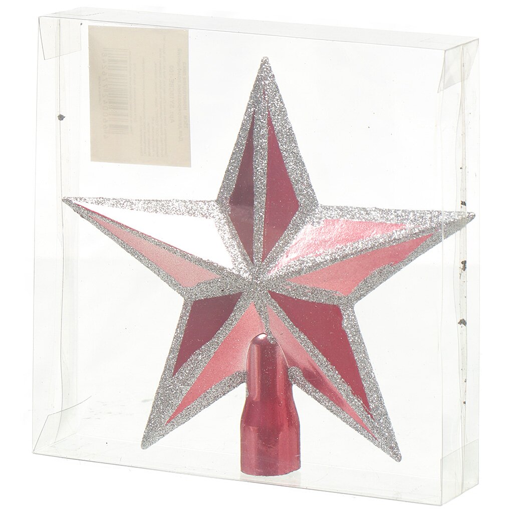 Верхушка на елку Звезда, красная, 15 см, пластик, с перламутром, SY18CBE-100