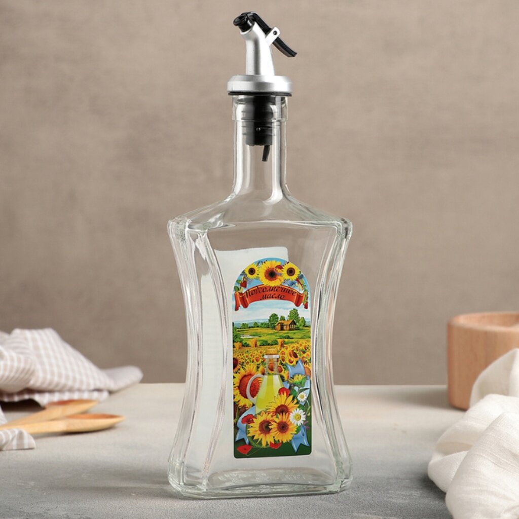 Бутылка для масла, стекло, 500 мл, с дозатором, 626-410/626-412 стеклянная бутылка для воды масла khome