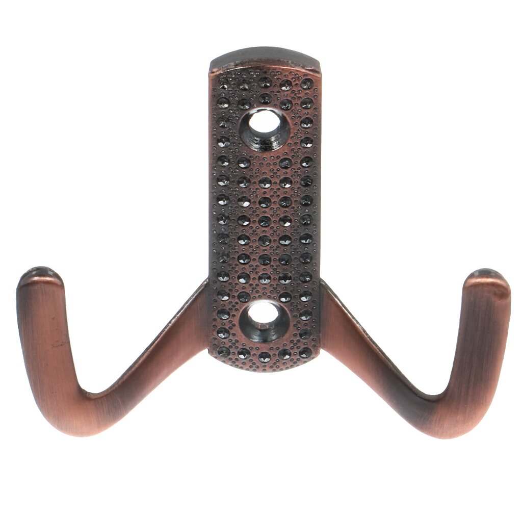 Крючок-вешалка 2-рожковый, Стандарт, 011 B AC, 10 205, старая медь гардинный металлический крючок крючок arttex