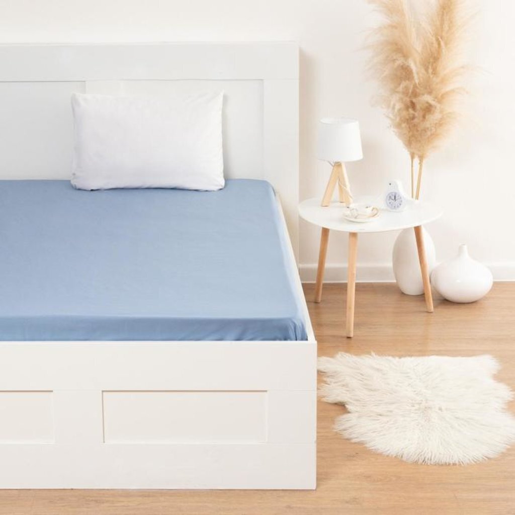 Простыня на резинке &amp;quot;Этель&amp;quot; 140*200*25 см, цв. синий, 100% хлопок, мако-сатин, 128 г/м² 6783310