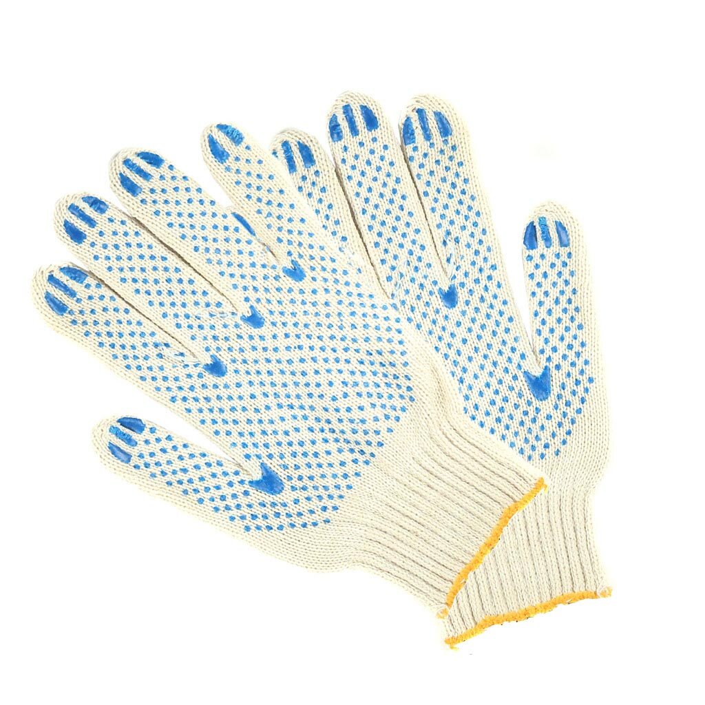 Перчатки х/б, ПВХ покрытие, точка, 7.5 класс вязки, 4 нити, белая основа, утолщенные bbb перчатки bbb bbw 56 желтый ростовка m
