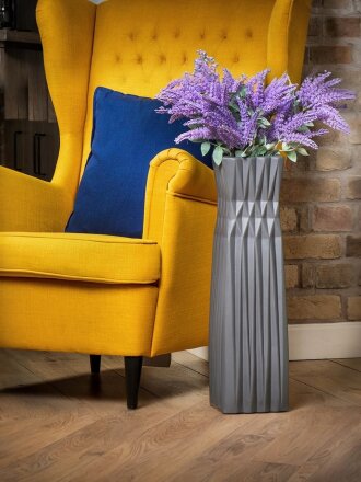 Ваза для сухоцветов керамика, напольная, 60 см, Геометрия, Y3-1305, серая