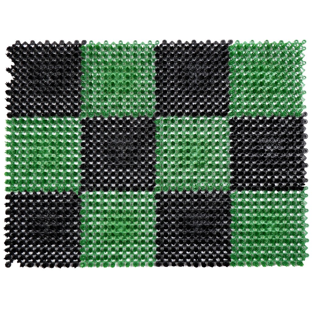 Коврик грязезащитный, 42х56 см, прямоугольный, щетина, черно-зеленый модульный массажный коврик орто пазл сафари 8 модулей 4 вида