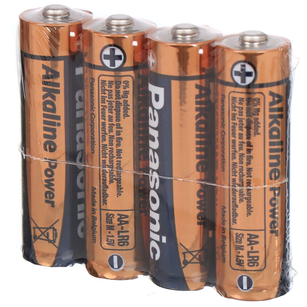 Батарейка Panasonic, АА (LR6, 15A), Alkaline Power, щелочная, 1.5 В, спайка, 4 шт