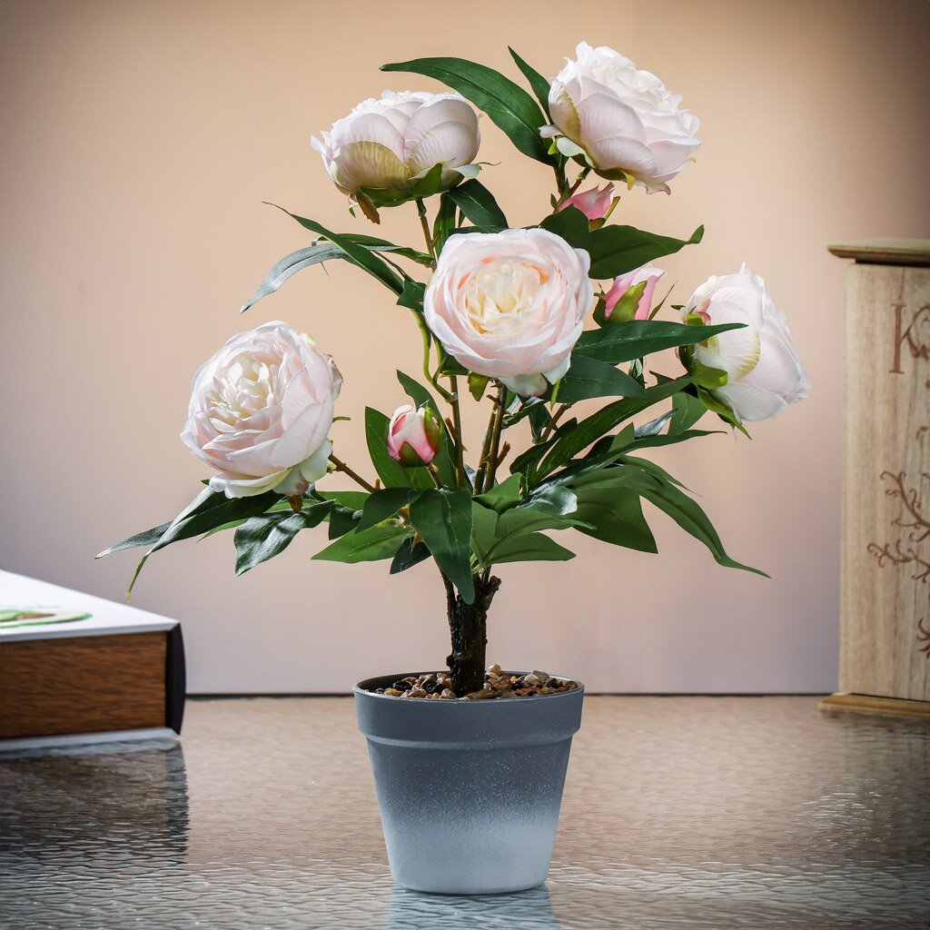 Цветок искусственный в кашпо, 44 см, Y4-6960 ок искусственный декоративный букет роз в кашпо 16 см розовый y6 2053