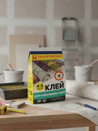 Клей для флизелиновых обоев, Техпромснаб, 200 г, пакет, 00100