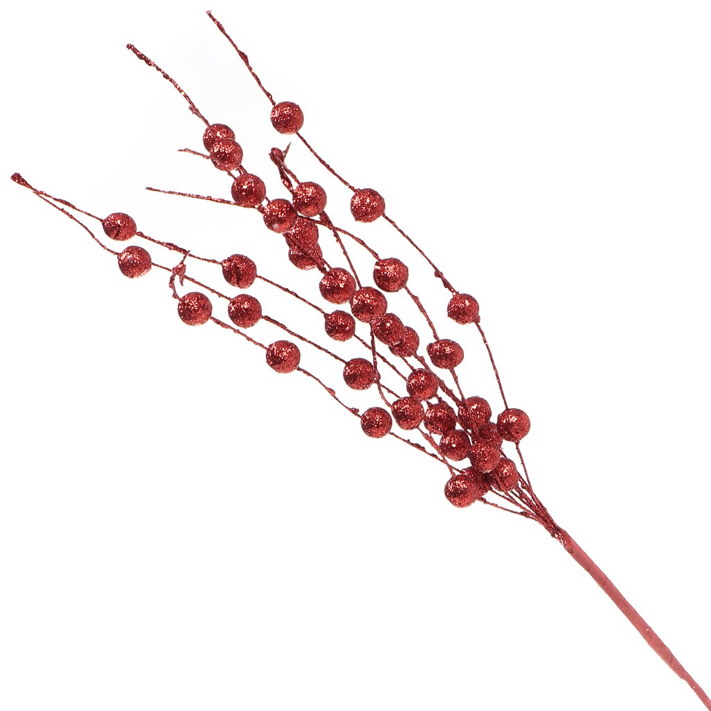 Цветок искусственный декоративный Ветвь с шариками, 57 см, красный, Y3-1513