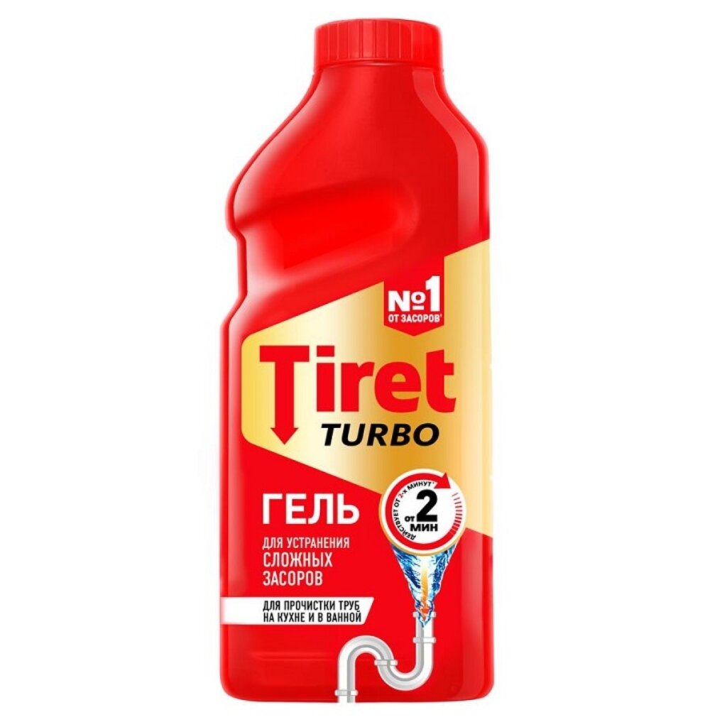 Средство от засоров Tiret, Turbo, гель, 200 мл биоразлагаемое средство для прочистки канализационных труб для всех труб и септиков synergetic