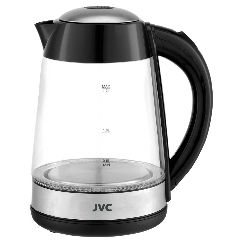 Чайник электрический JVC, JK-KE1705, черный, 1.7 л, 2200 Вт, скрытый нагревательный элемент, стекло company