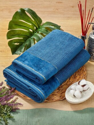 Полотенце банное 50х90 см, 100% хлопок, 500 г/м2, Оксфорд, синее, Узбекистан, 32165090