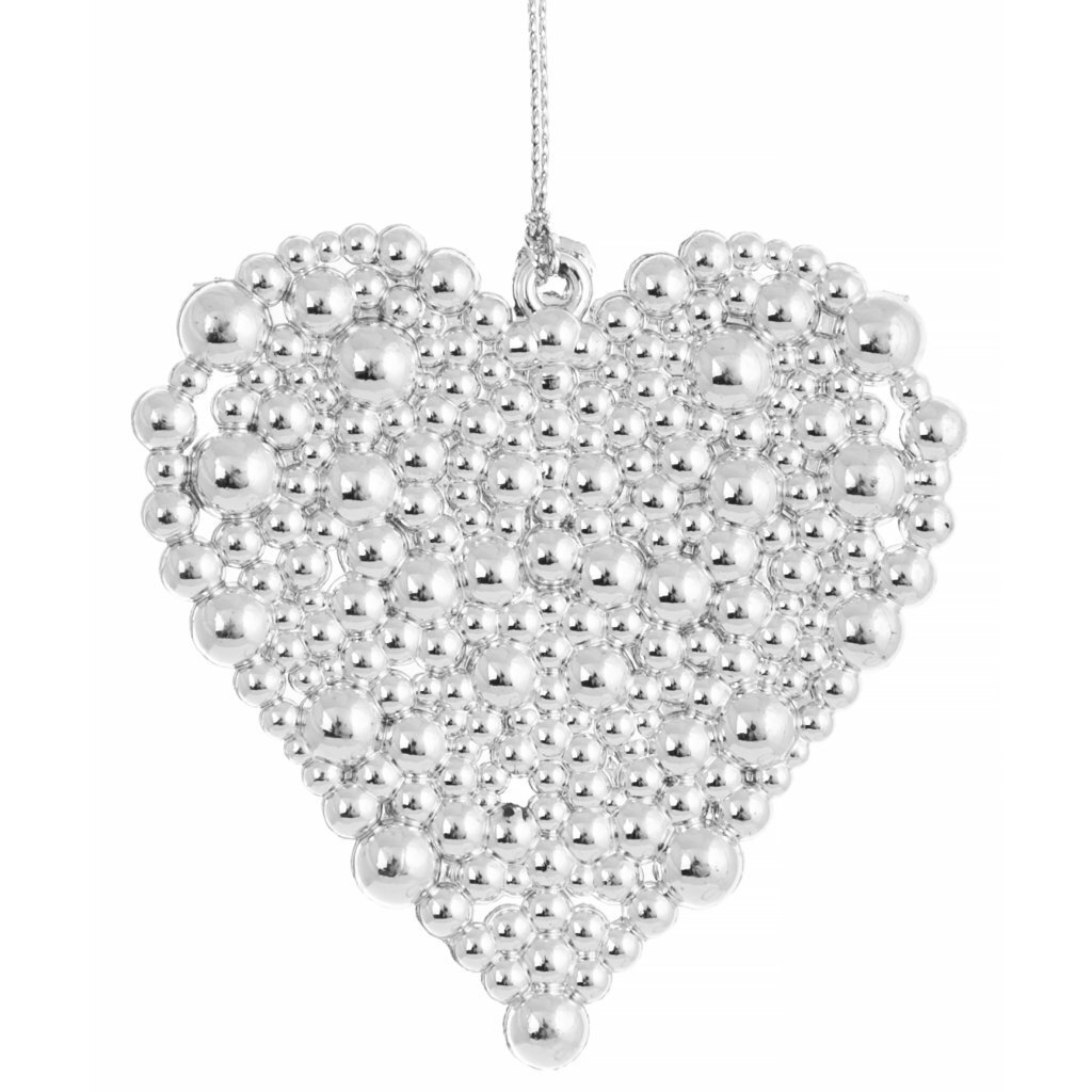 Елочное украшение Сердечко в серебре, 8х8х0.3 см, полипропилен, 81958