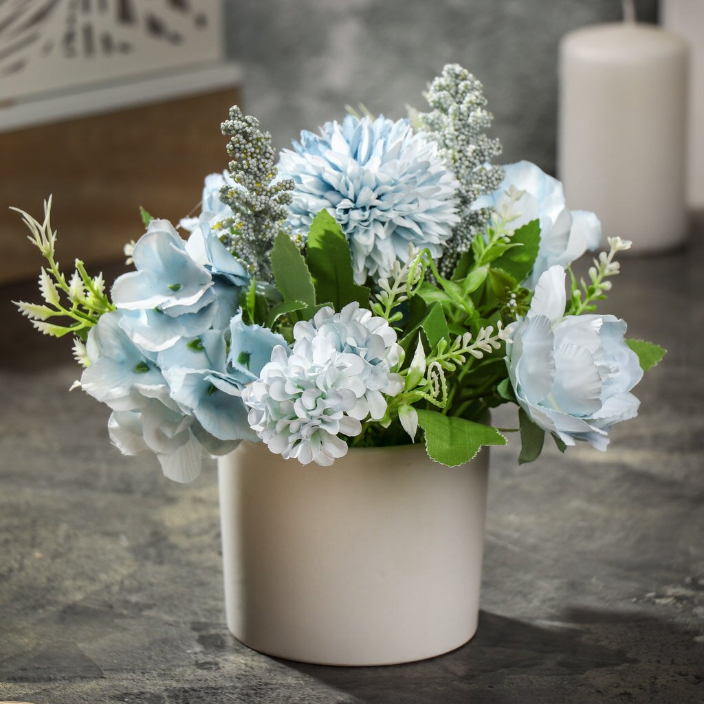 Цветок искусственный в кашпо, 20 см, Y4-6928 кашпо сад нежно голубой 17х17х16 см